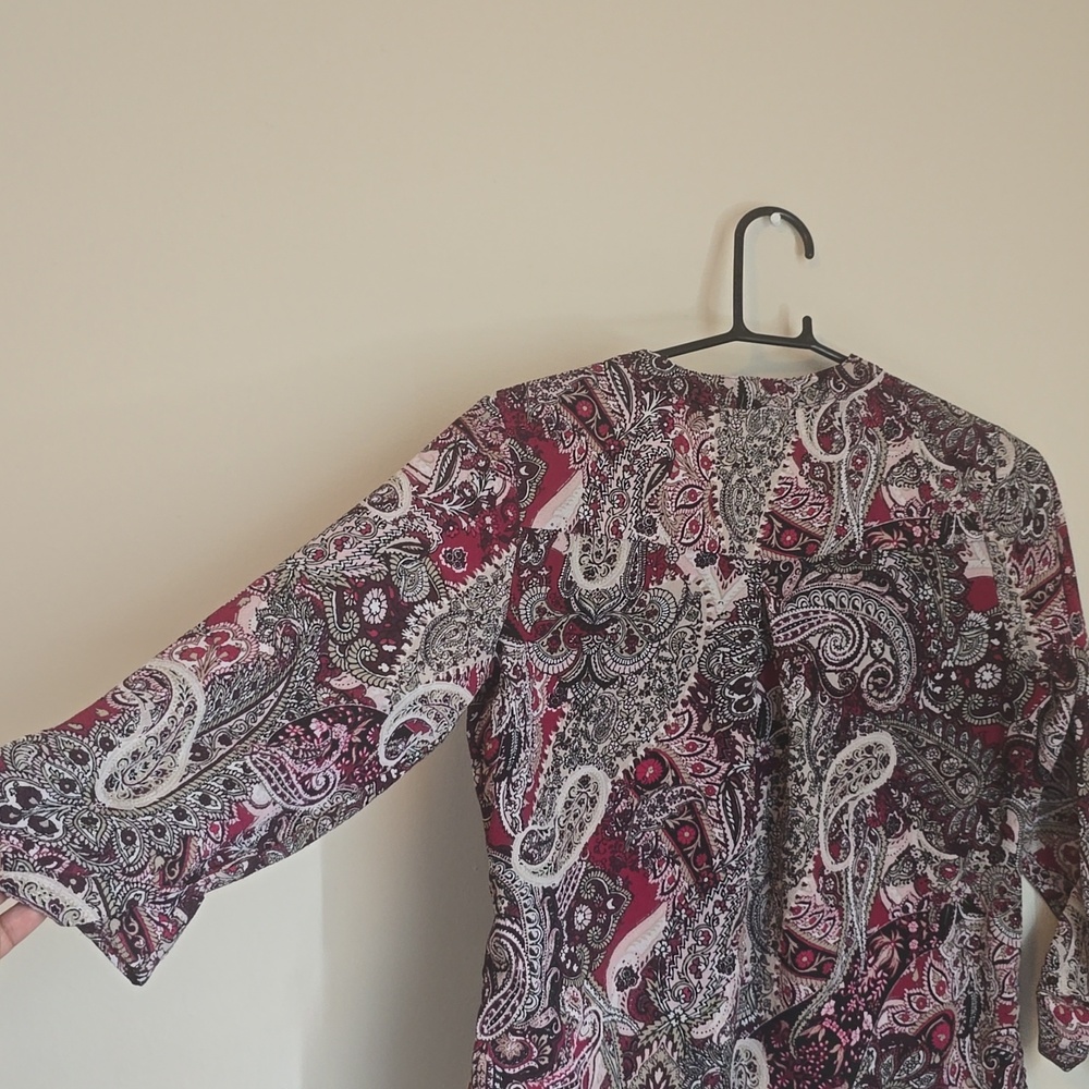 Roz & Ali Women's Paisley Blouse - Burgundy and Black - Picture 3 of 3